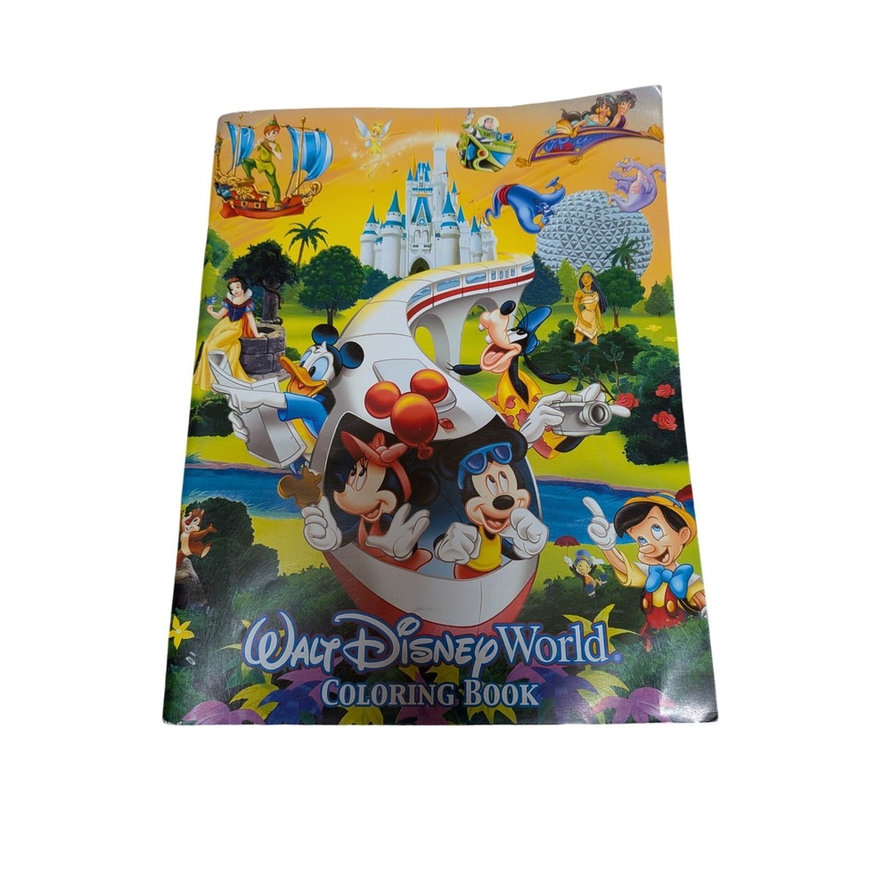 Walt Disney World Coloring Book Four Parks One World Mickey Minnie Ariel Vintage